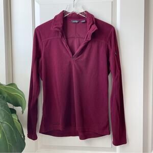 Eddie Bauer 1/4 Zip Layer Maroon Waffle Medium